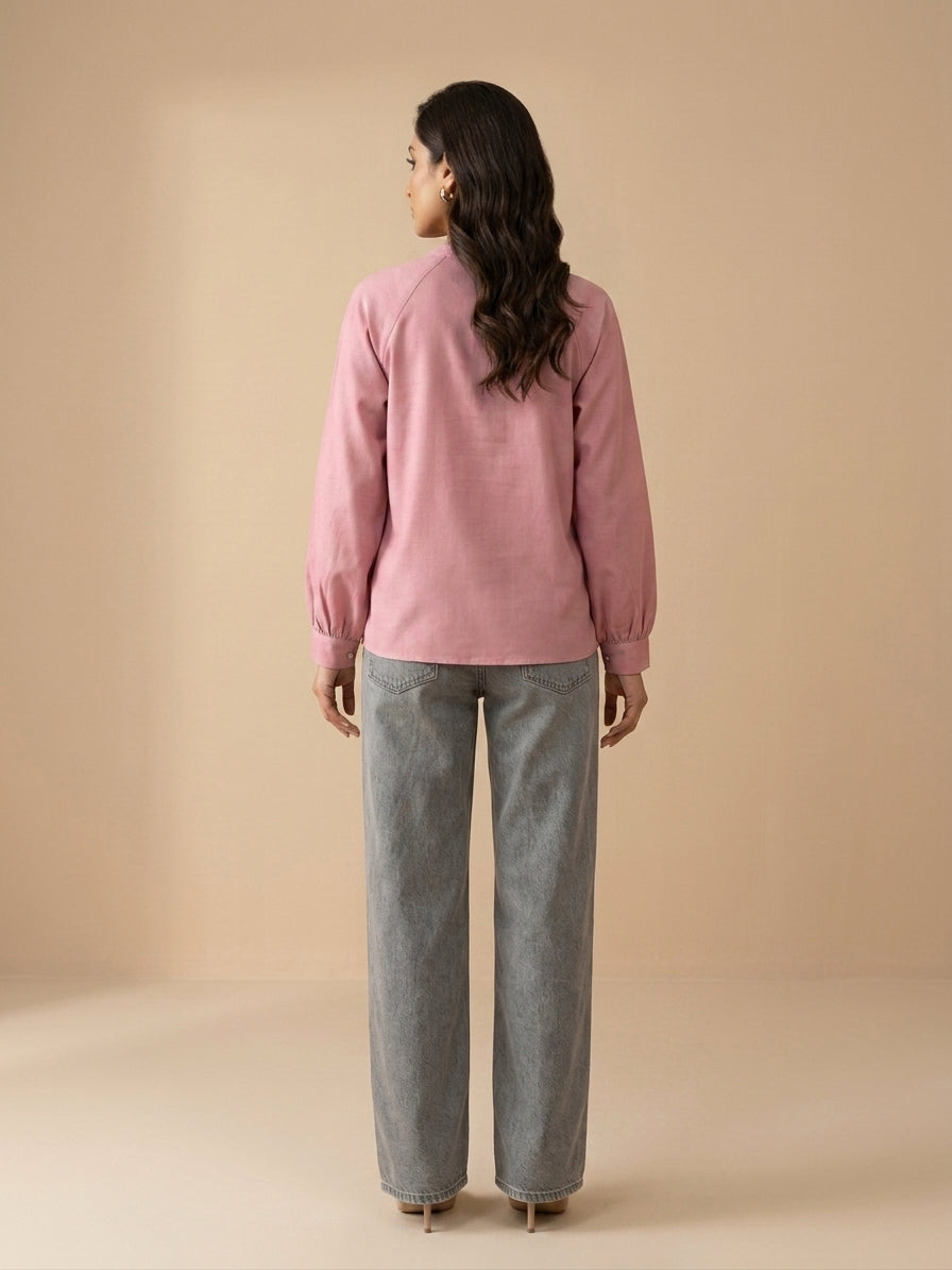 Rosette Tunic Stitched Solid 1 Pcs Shirt