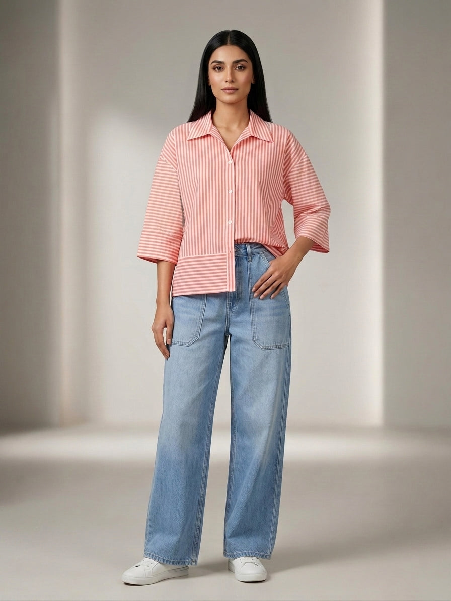 Strawberry Strip Stitched 1 Piece Shirt