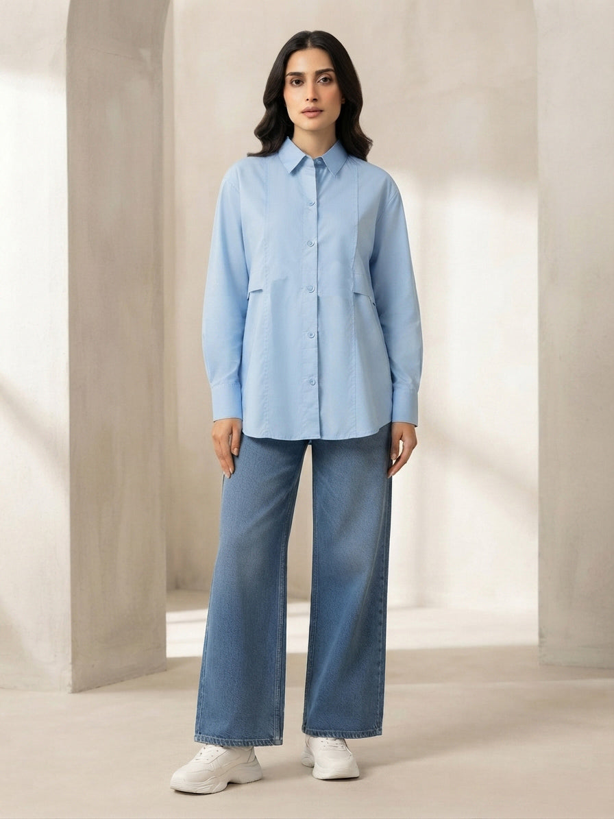 Luna Sky Stitched Solid 1 Piece Shirt