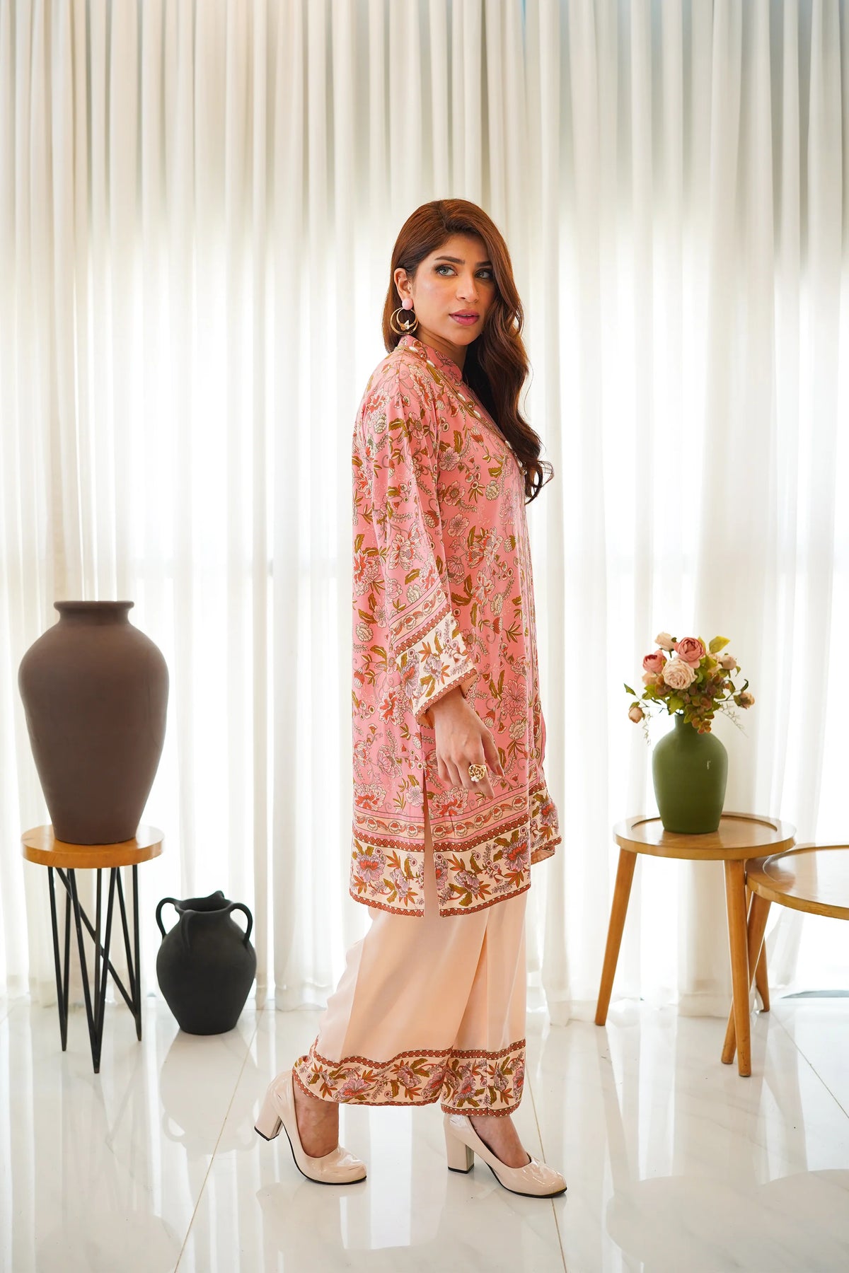 BELLA stitched 2 piece printed Cambric