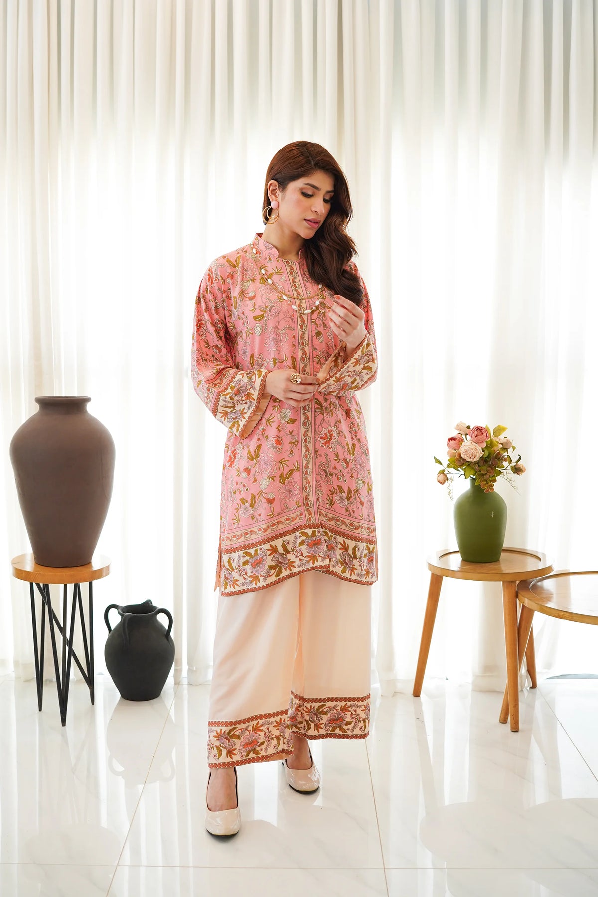 BELLA stitched 2 piece printed Cambric