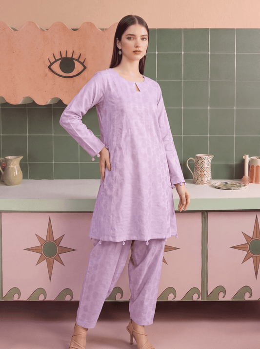 Wisteria Bloom Stitched Solid 2 Piece Suit
