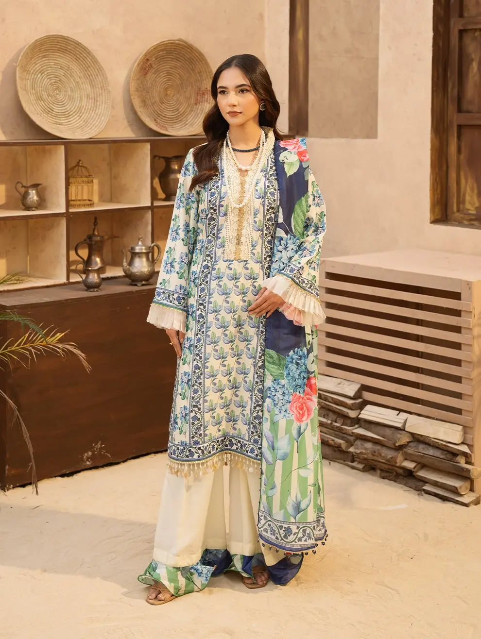 DP-03B  Unstitched 3 Pcs Printed Cambric