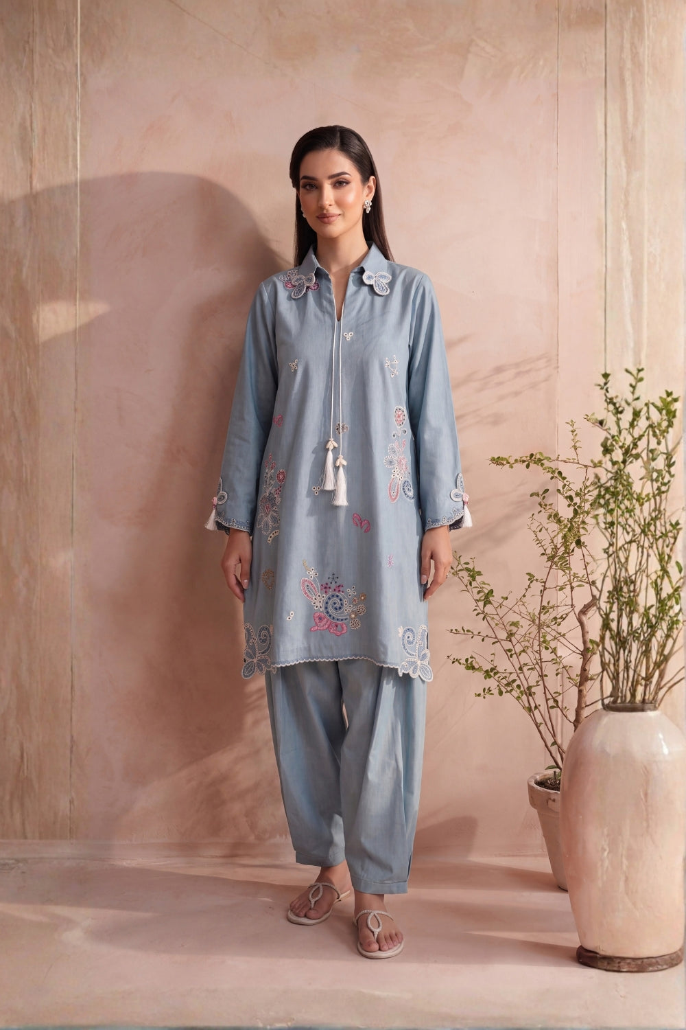 MFP-26-E006 - 2 Peice - Embroidered Viscose Suit