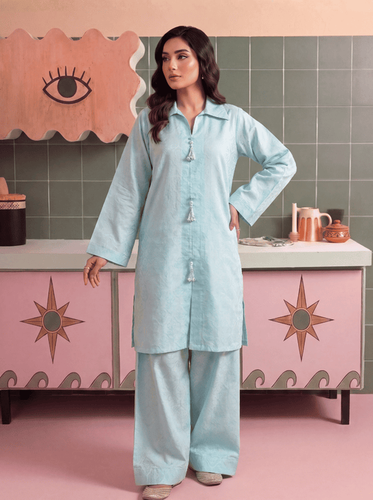 Sky Mist Stitched Solid 2 Piece Suit