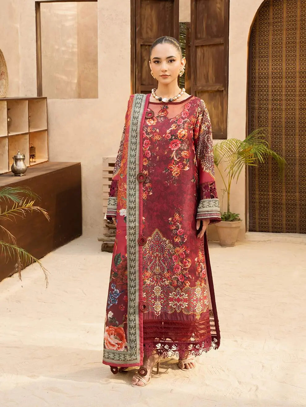 DP-01B Unstitched 3 Pcs Printed Cambric