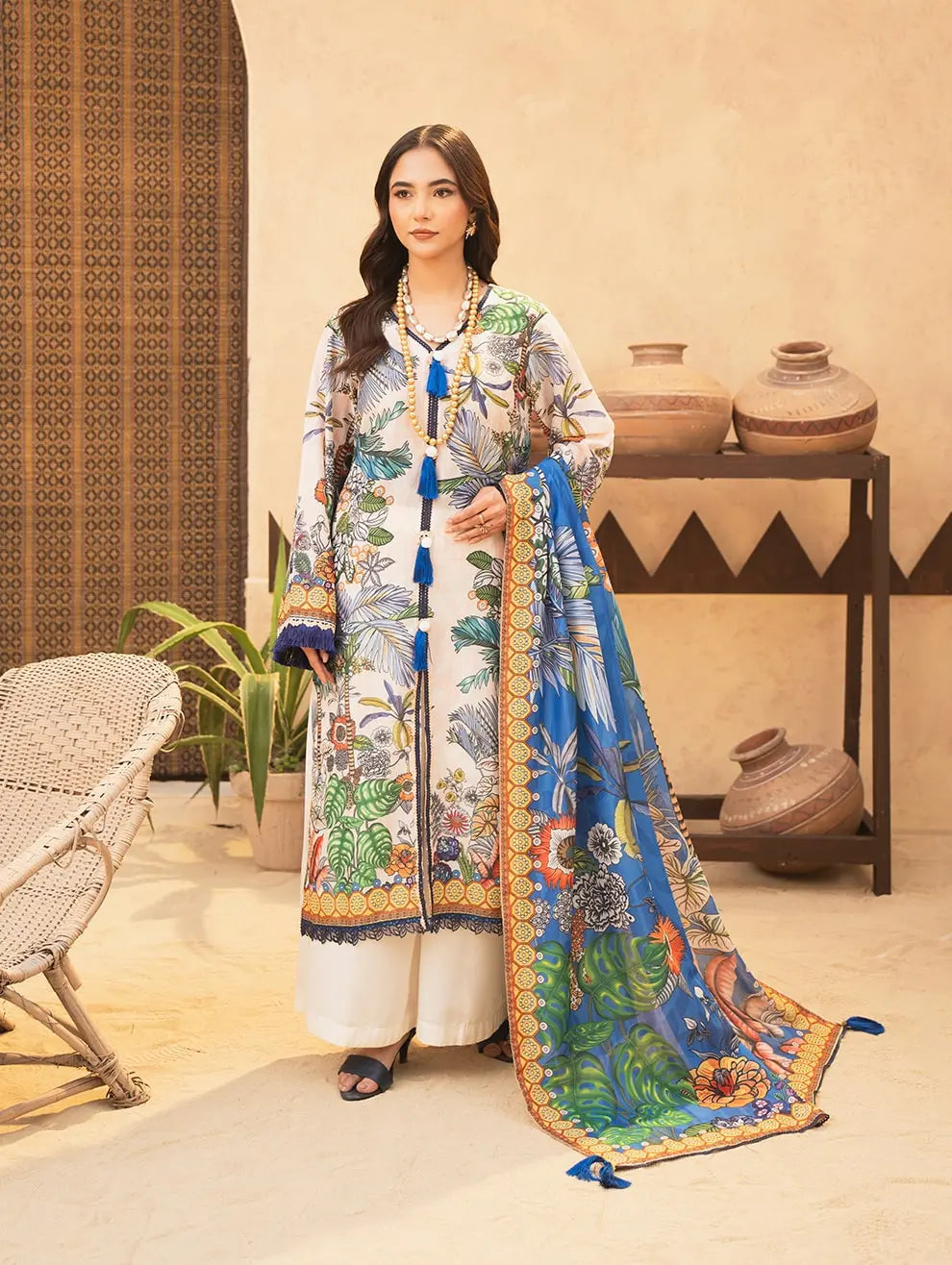 DP-02A Unstitched 3 Pcs Printed Cambric