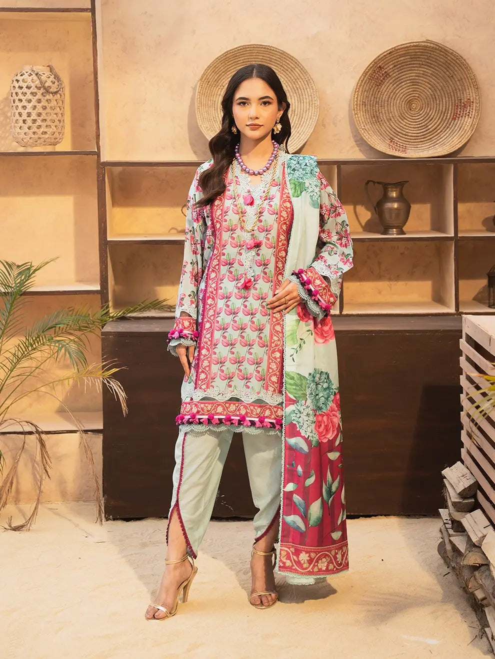 DP-03A  Unstitched 3 Pcs Printed Cambric