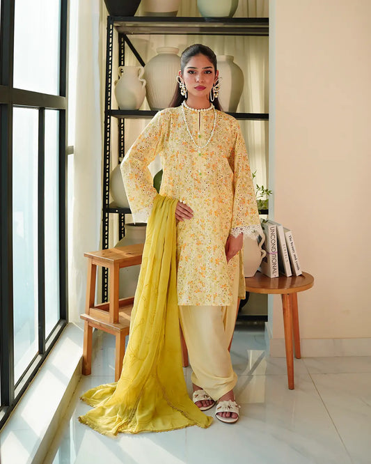 Sunveil stitched 3 piece print + emb Lawn