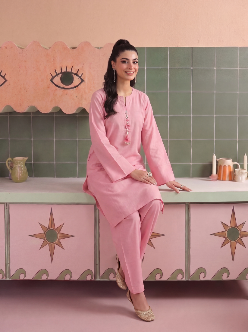 Blush Seretiny Stitched Solid 2 Piece Suit