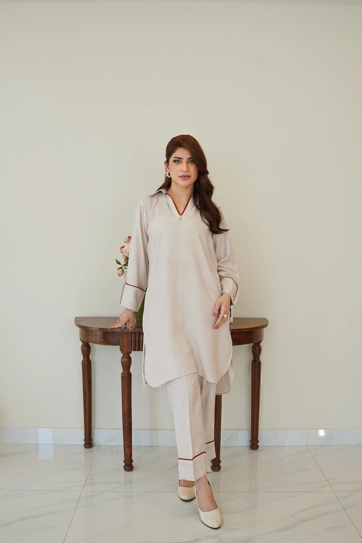 IVORY  stitched 2 piece viscose