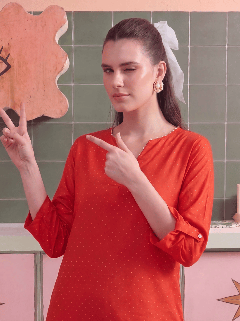 Coral Charm Stitched Solid 2 Piece Suit