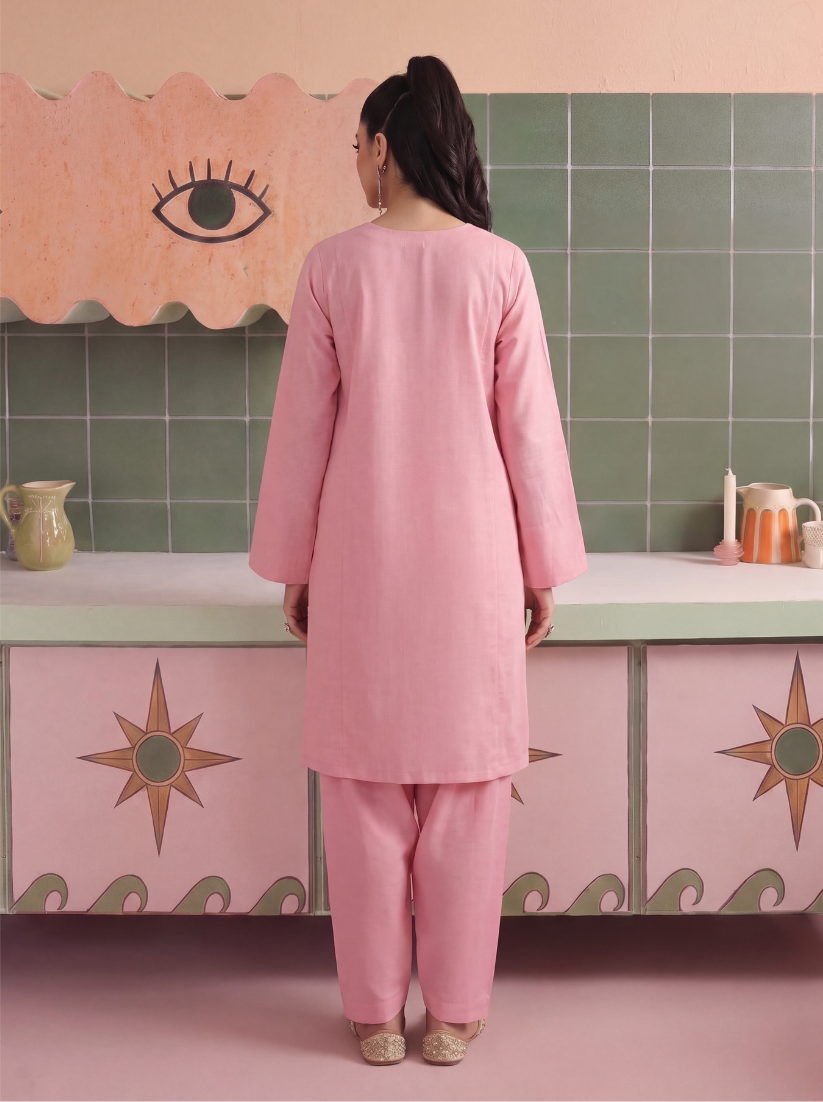 Blush Seretiny Stitched Solid 2 Piece Suit