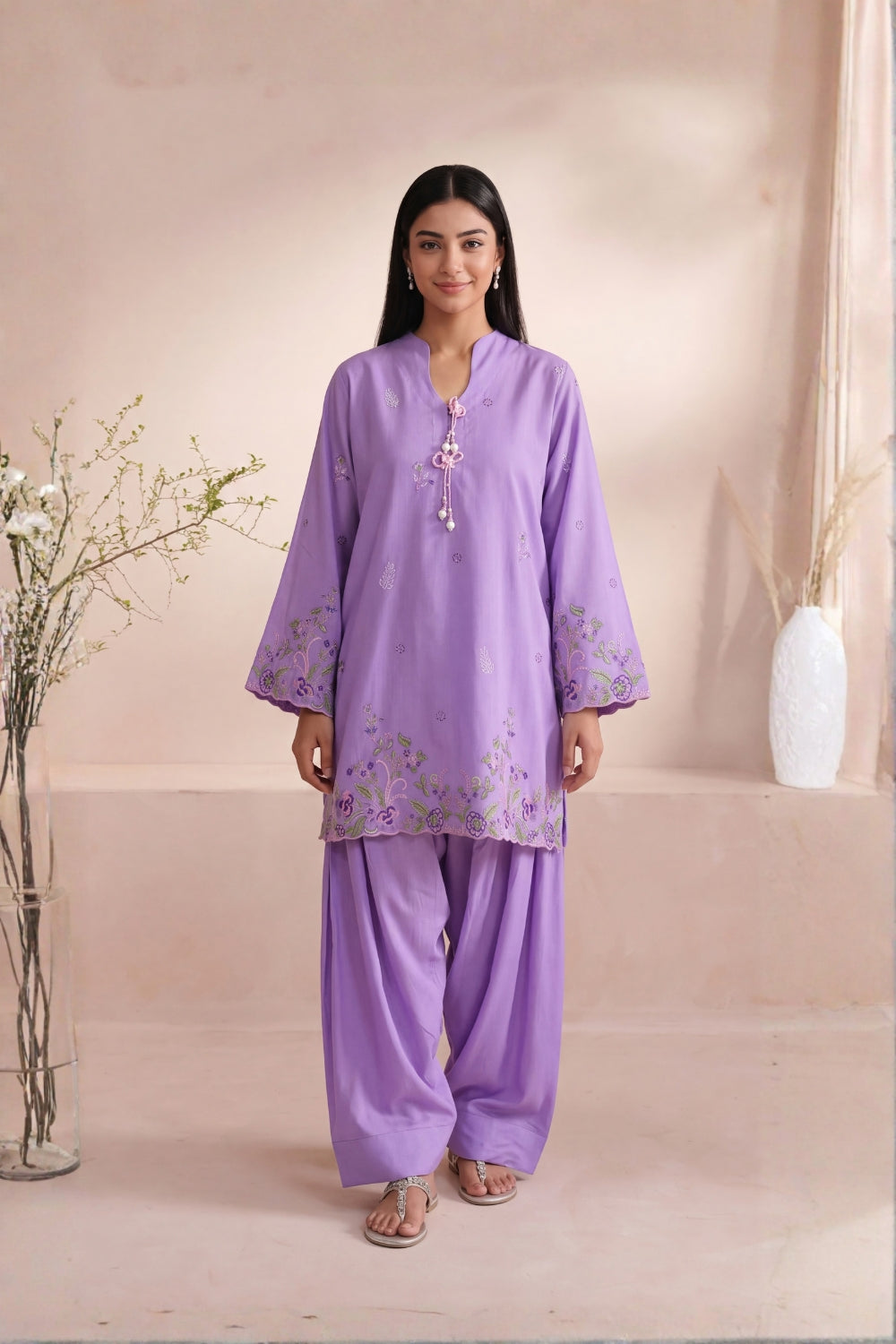 MFP-26-E010 - 2 Peice - Embroidered Viscose Suit