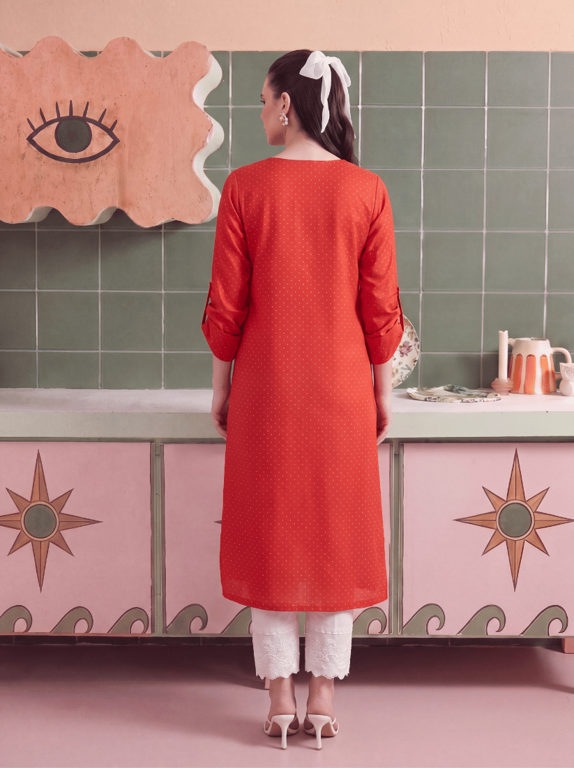 Coral Charm Stitched Solid 2 Piece Suit