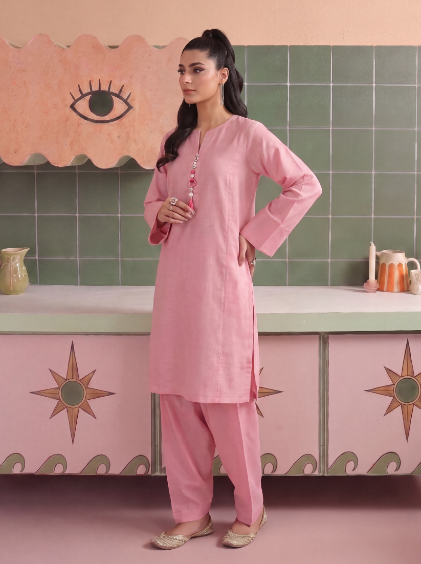 Blush Seretiny Stitched Solid 2 Piece Suit
