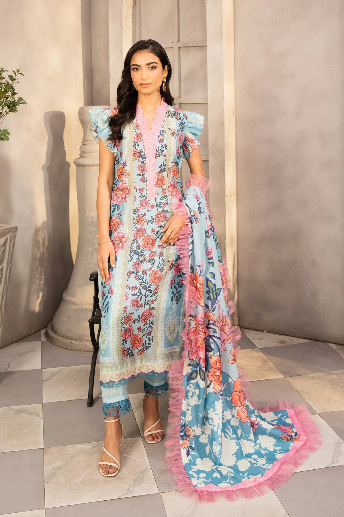 SP-05B Unstitched 3 Pcs  Printed Cambric