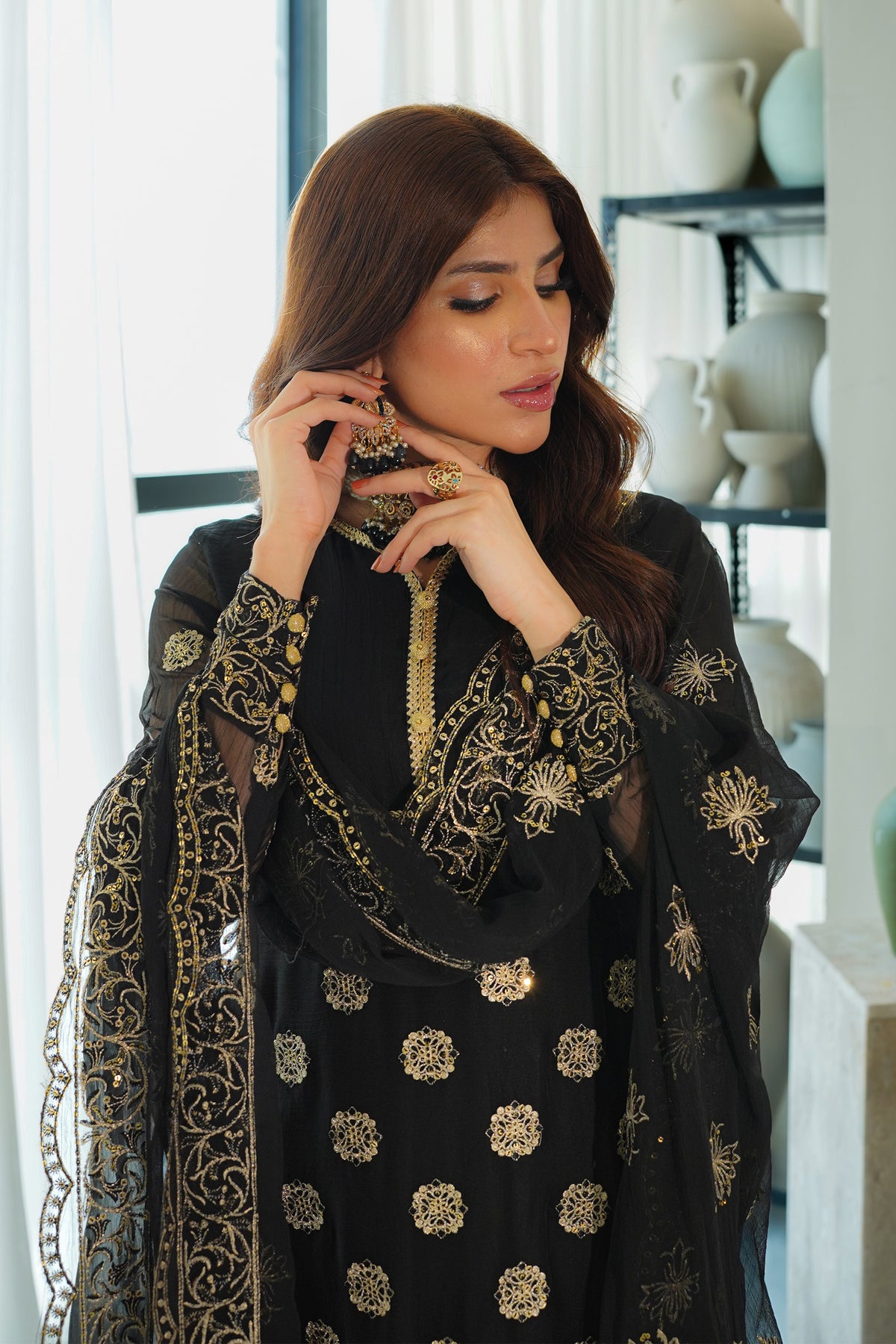 MEHERBANO Unstitched 3 piece Chiffon suit