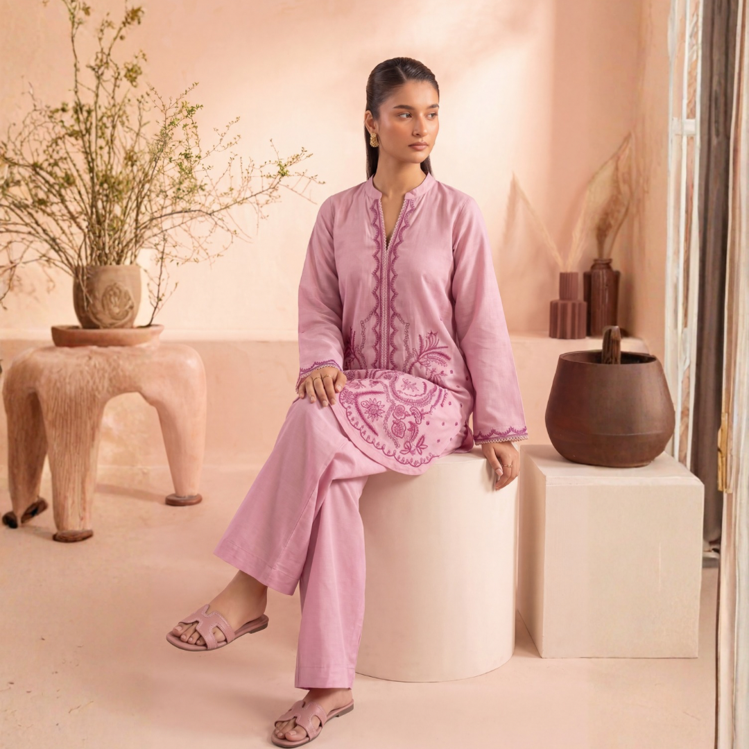 MFP-26-E004- 2 Peice - Embroidered Viscose Suit