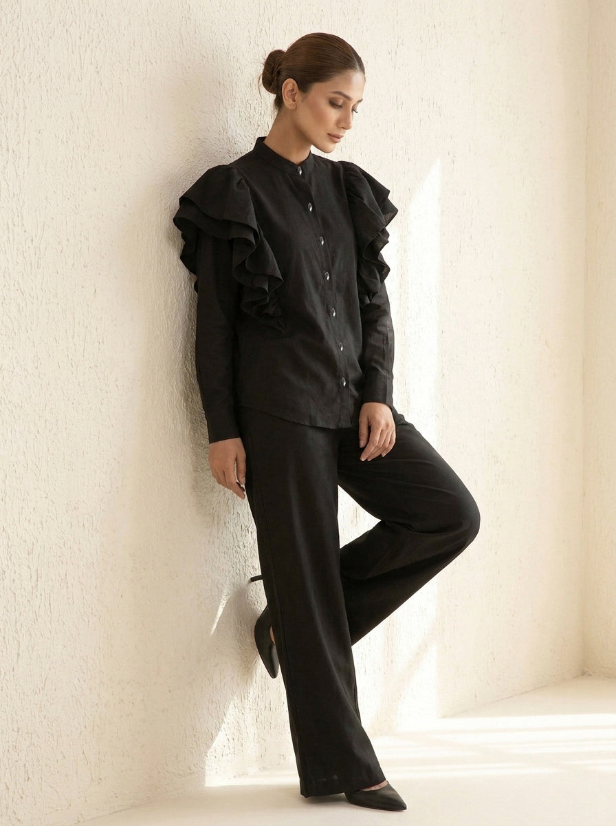 Noir Grace Stitched Solid 1 Pcs Shirt