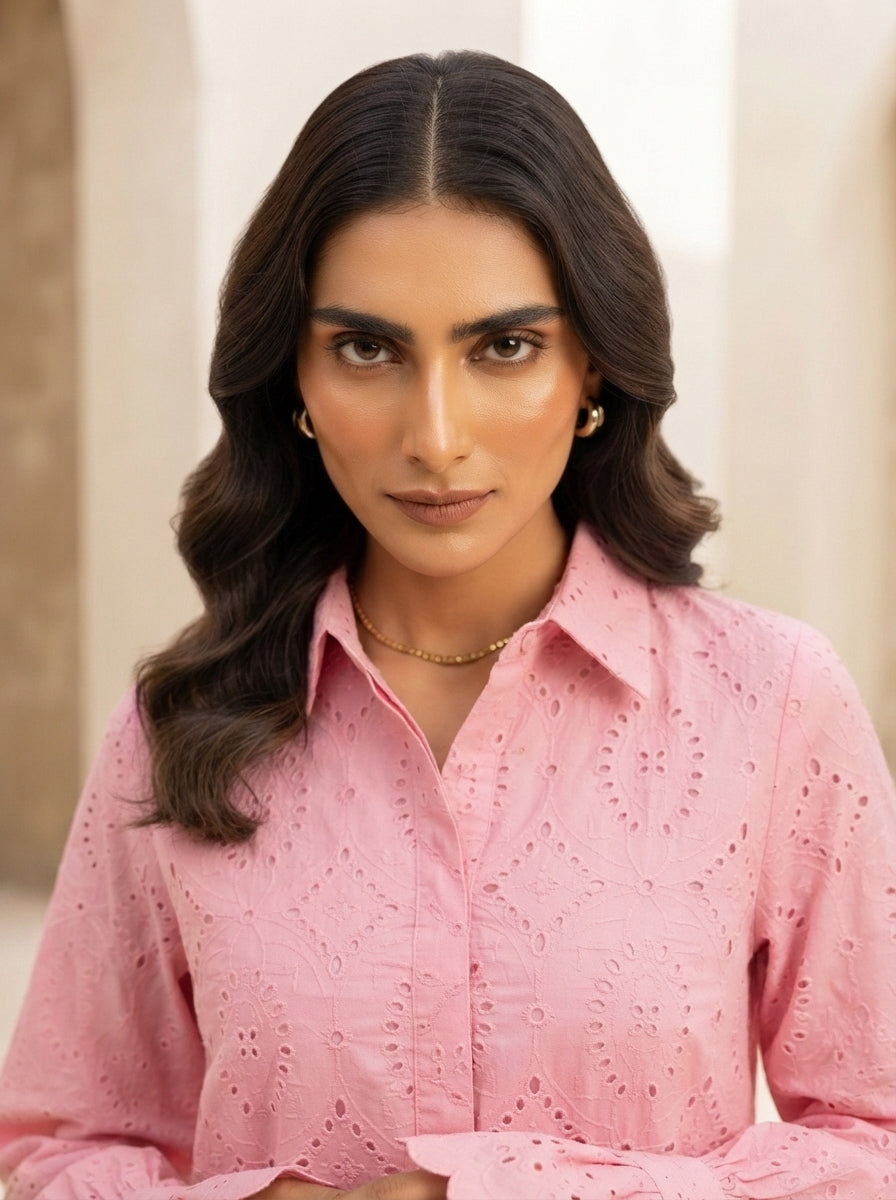 Lumiere Shiffli Stitched Embroidered 1 Piece Shirt