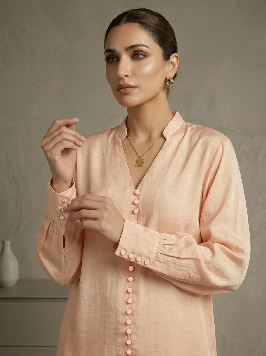 Nude Heaven Stitched Solid 1 Piece Shirt