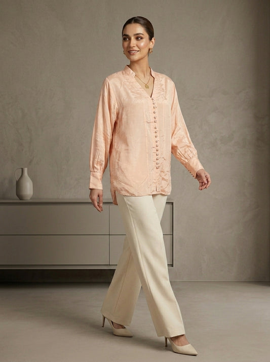 Nude Heaven Stitched Solid 1 Piece Shirt