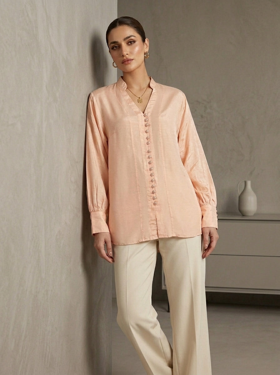Nude Heaven Stitched Solid 1 Piece Shirt