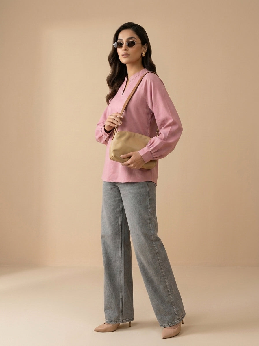 Rosette Tunic Stitched Solid 1 Pcs Shirt