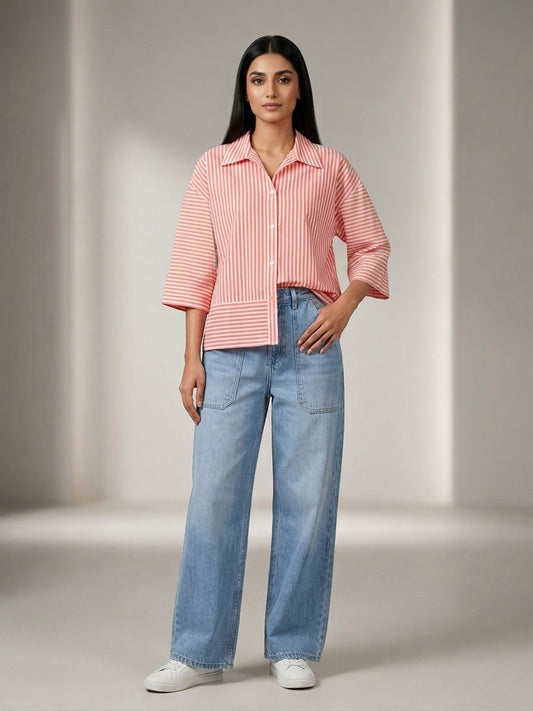 Strawberry Strip Stitched 1 Piece Shirt