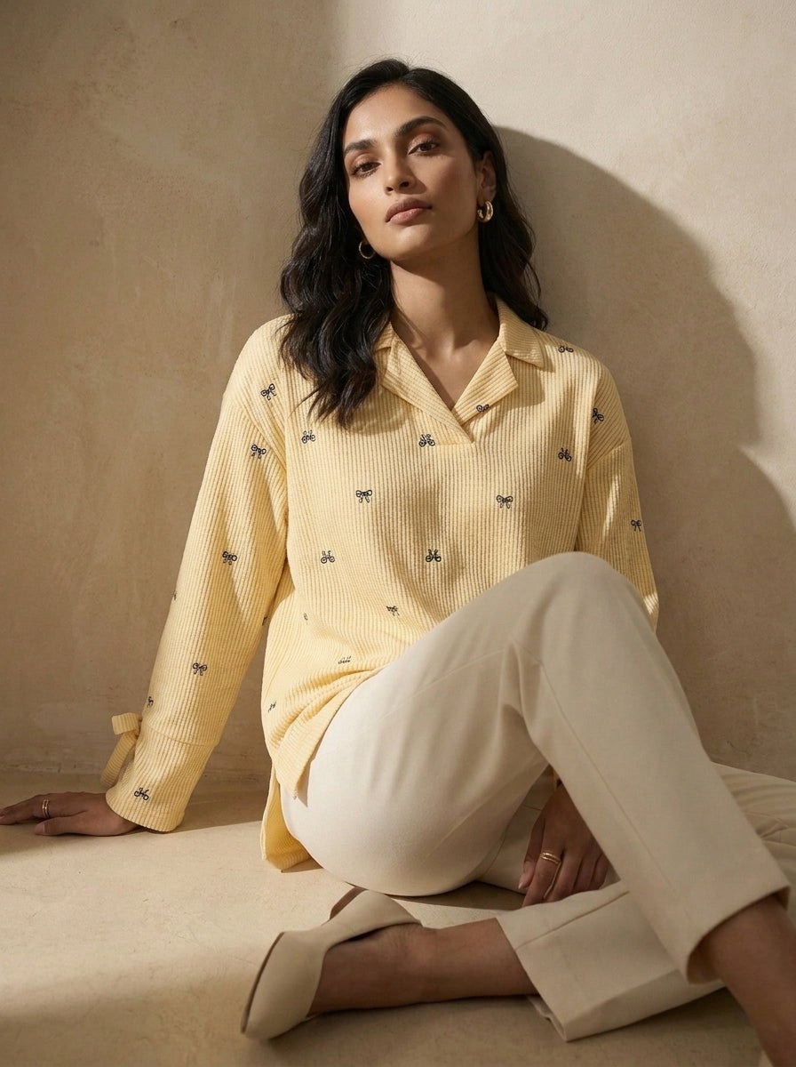 Daffodil Wisper Stitched Printed 1 Piece Shirt